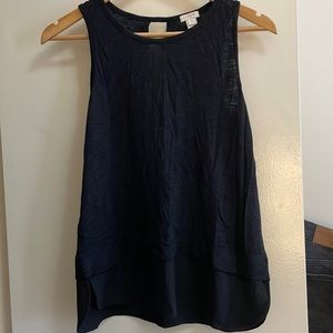 J Crew black peplum tank with crepe trim, XS